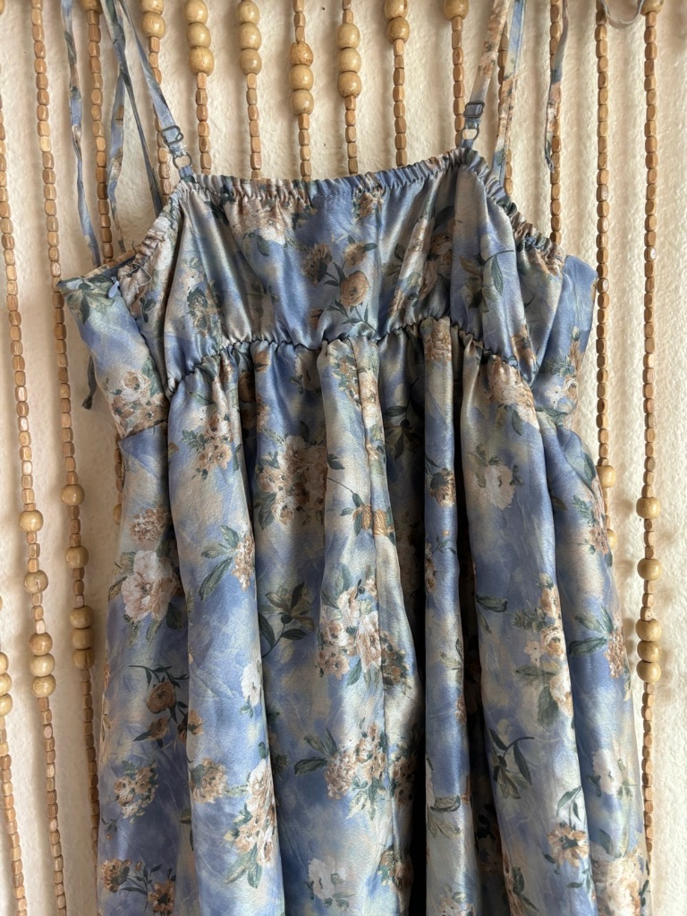 NWOT Romantic Vintage Floral Boho Light Blue Floral Chiffon Ruffle Flowy Dress - Picture 4 of 7